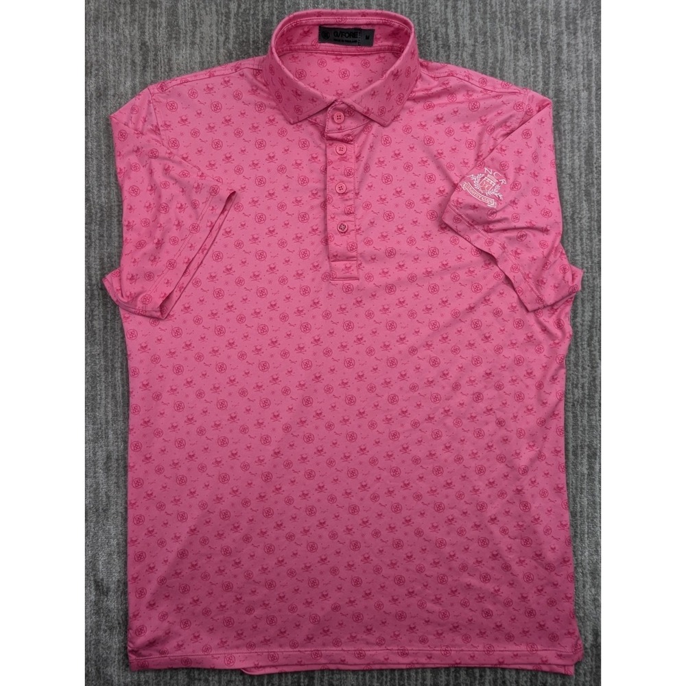 G/Fore Polo Shirt Skull Bone Print Performance Stretch Golf Mens Medium Pink